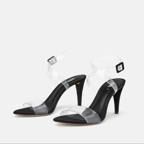 zara black vinyl heels